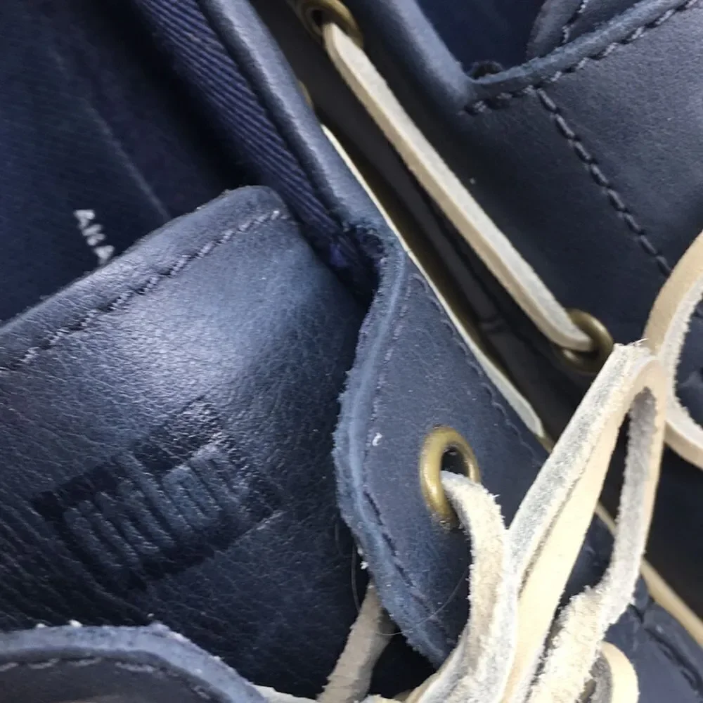 Fitflop LAWRENCE Men's Navy Pebbled Leather Boat Shoes Sz 11